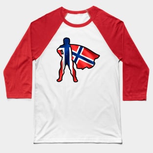 Norway Hero Wearing Cape of Norway Flag Brave and Hope Baseball T-Shirt